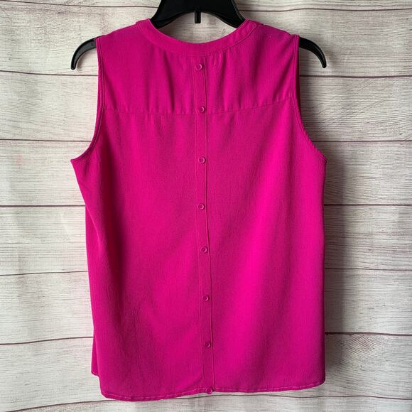 She & Sky Pink Sleeveless Blouse Partial Button Up Pocket Size Medium - Picture 4 of 16